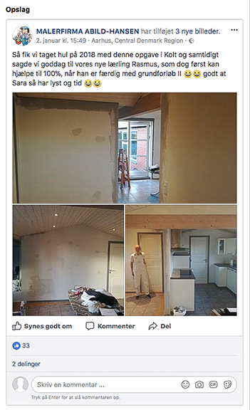 Julehumør hele december var budskabet fra malerfirmaet Arild-Hansen,  der også hurtigt var ude med en opdatering 2. januar.