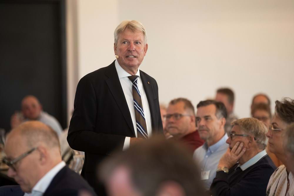 Danske Malermestres formand Per Vangekjær under organisationens generalforsamling på Alsik i Sønderborg. Foto Lene Esthave.
